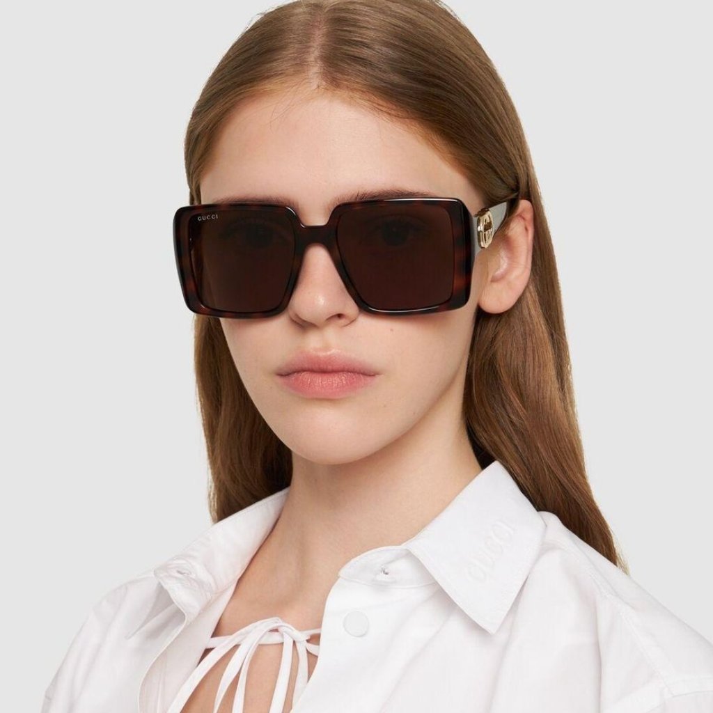Brand New Gucci Gg1692s 002 Havana Brown Square Women Sunglasses Gg 1692s